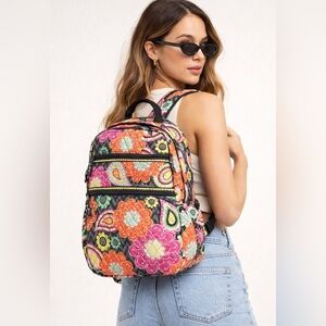 VERA BRADLEY Pink Ziggy Zinnia Campus Backpack‎